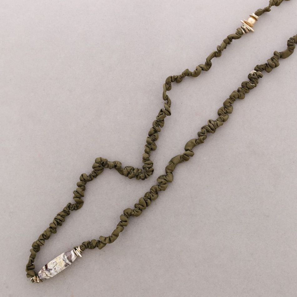 ROUGH LONG NECKLACE STONES METAL BEADS