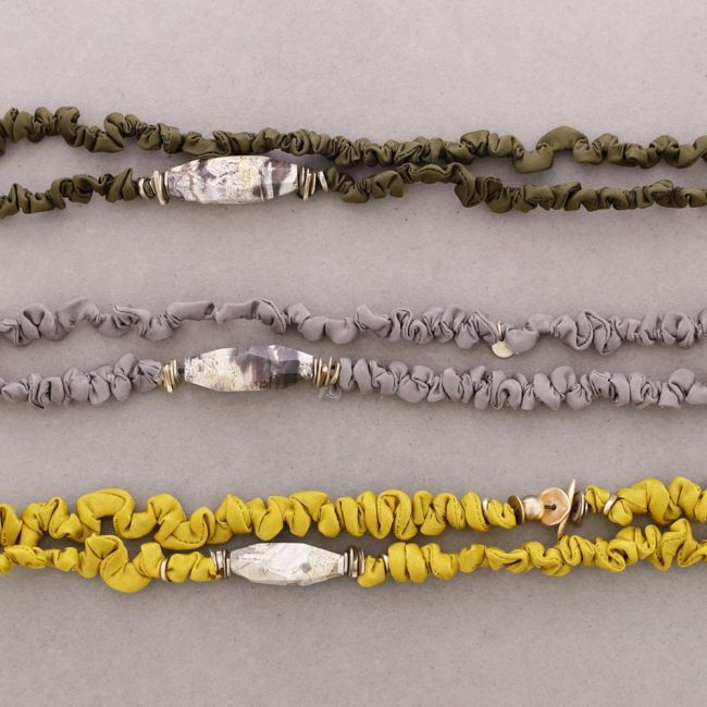 ROUGH LONG NECKLACE STONES METAL BEADS