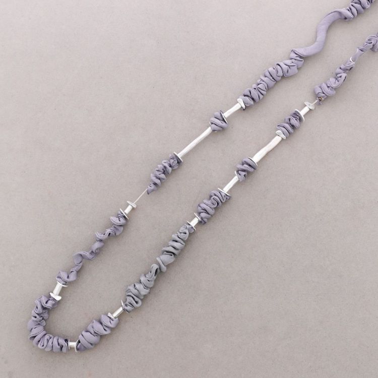 ROUGH LONG NECKLACE WITH METAL BEADS