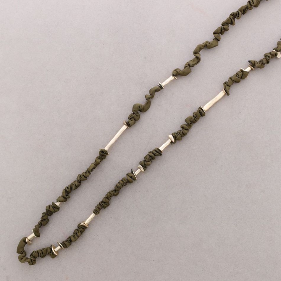 ROUGH LONG NECKLACE WITH METAL BEADS