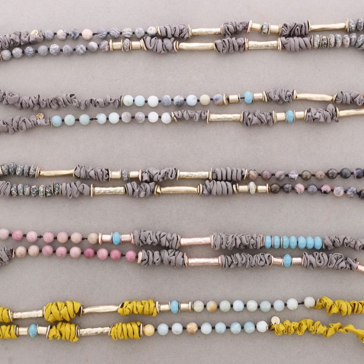 ROUGH LONG NECKLACE STONES METAL BEADS 2