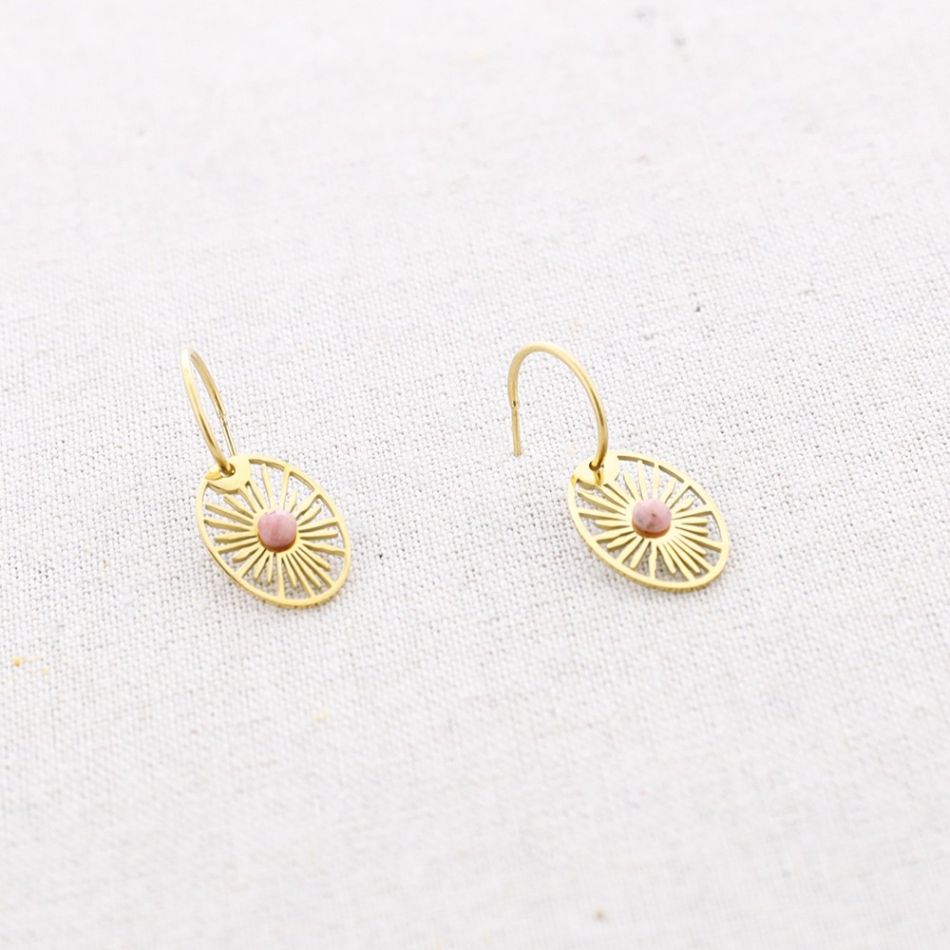 PENDIENTES ACERO ARO COLGANTE PIEDRA