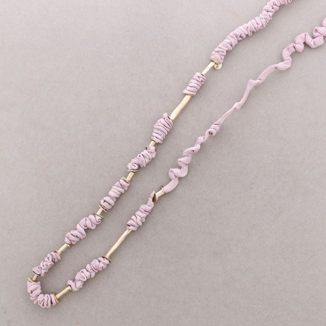 ROUGH LONG NECKLACE WITH METAL BEADS