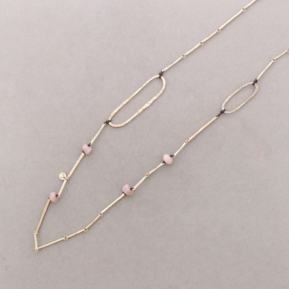 COLLAR LARGO TUBOS METAL PIEDRAS
