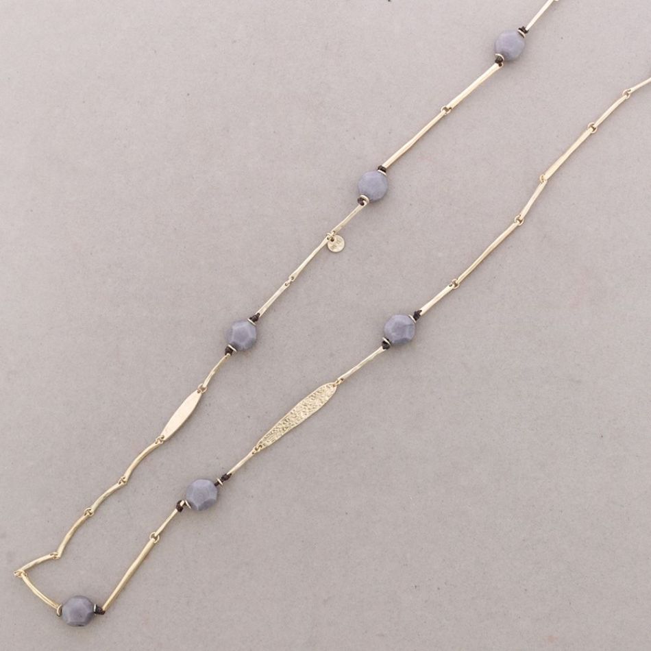 COLLAR LARGO METAL PIEDRAS