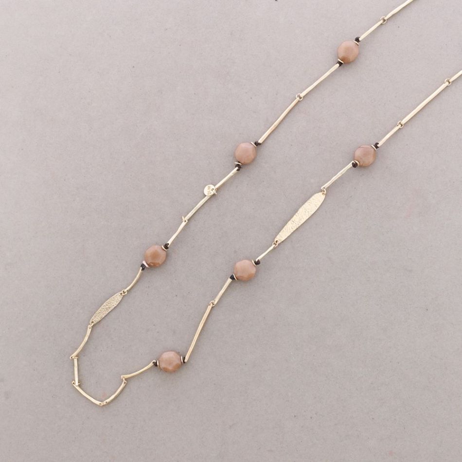 LONG METAL STONE NECKLACE