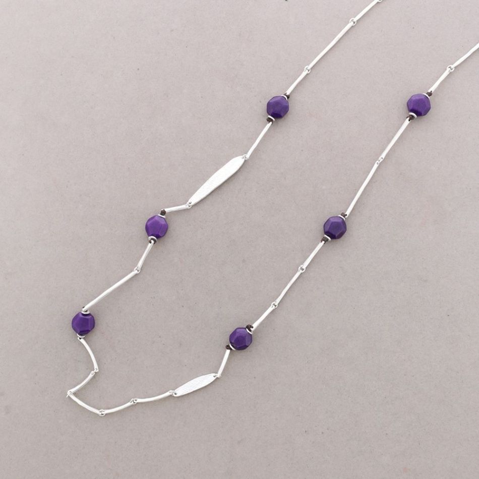 LONG METAL STONE NECKLACE