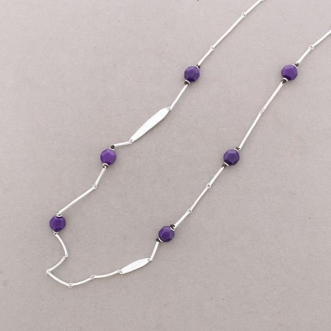 COLLAR LARGO METAL PIEDRAS