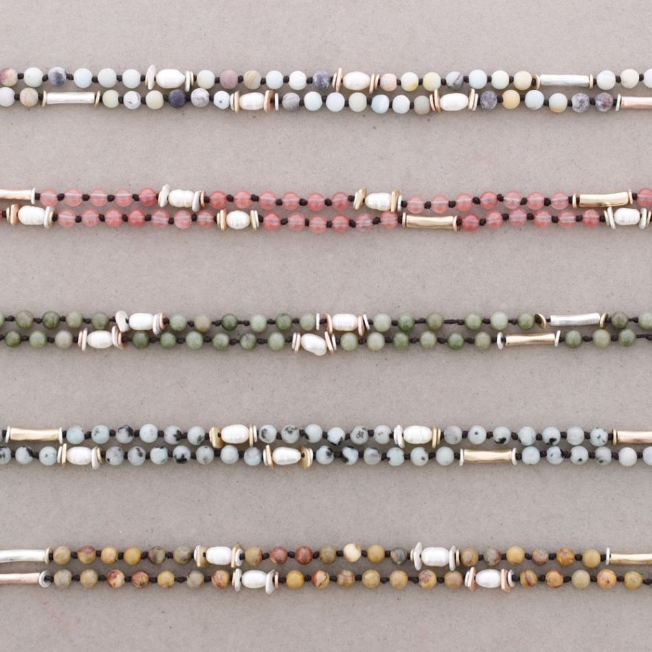 COLLAR LARGO PIEDRAS CUENTAS METALPERLAS CULTIVADAS