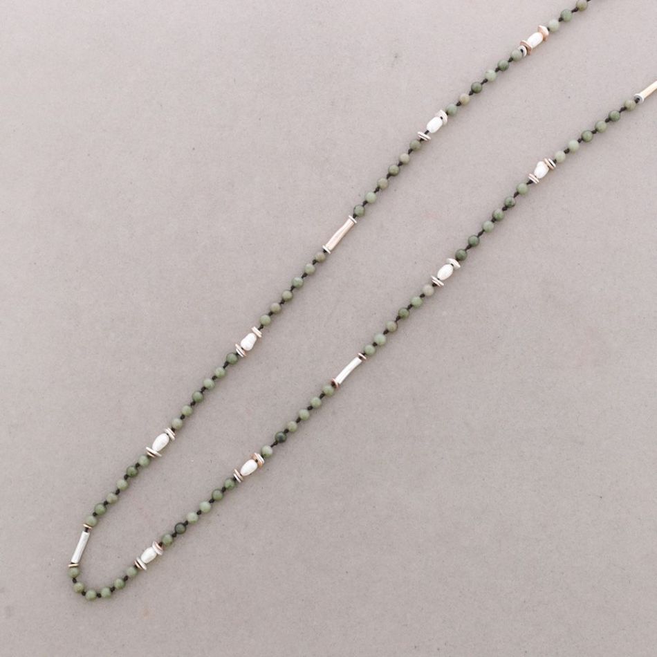 COLLAR LARGO PIEDRAS CUENTAS METALPERLAS CULTIVADAS