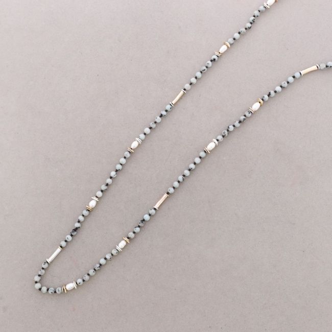 COLLAR LARGO PIEDRAS CUENTAS METALPERLAS CULTIVADAS