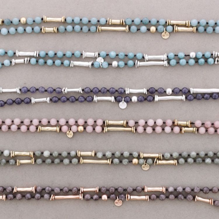 LONG NECKLACE STONES METAL BEADS 2
