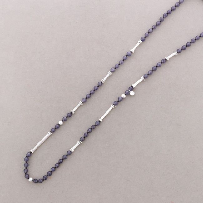 LONG NECKLACE STONES METAL BEADS