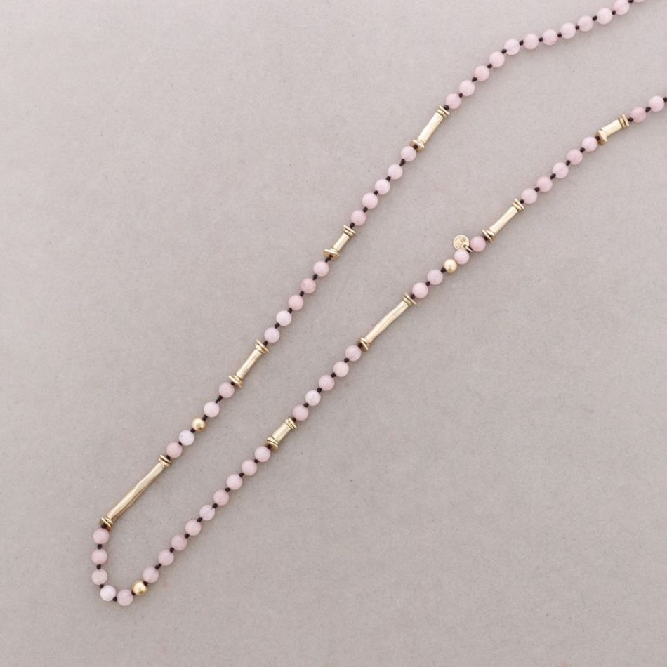 LONG NECKLACE STONES METAL BEADS