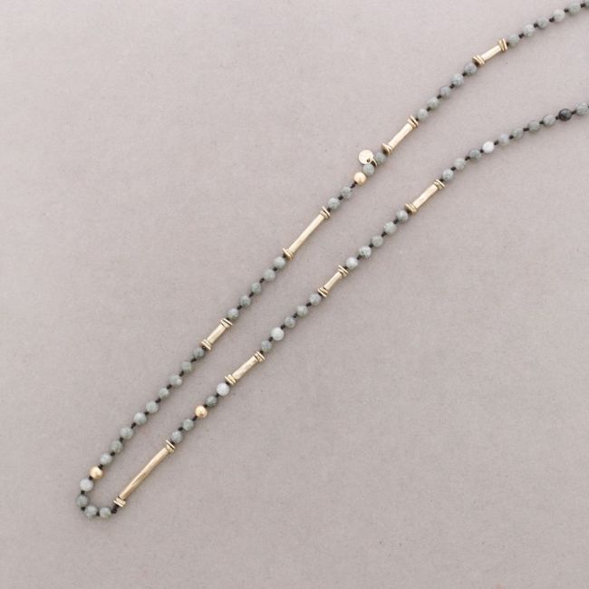 COLLAR LARGO PIEDRAS CUENTAS METAL