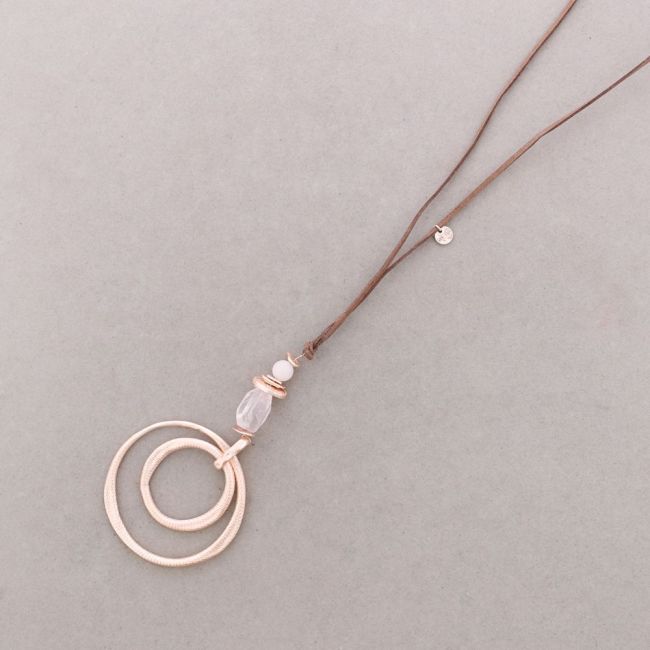 COLLAR LARGO COLGANTE PIEDRAS DOBLE ANILLA METAL