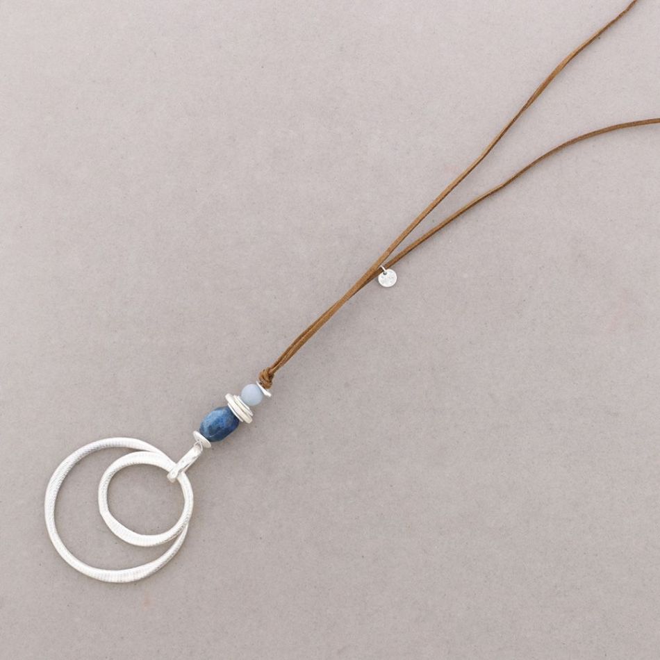 COLLAR LARGO COLGANTE PIEDRAS DOBLE ANILLA METAL
