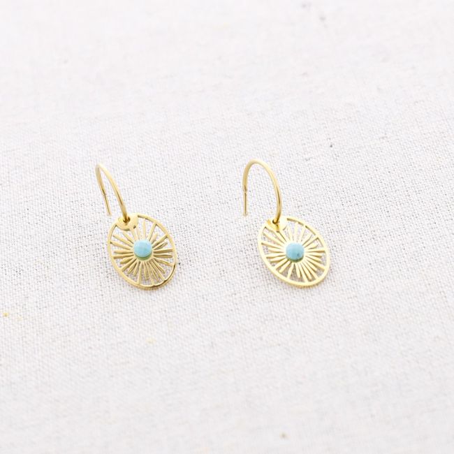 PENDIENTES ACERO ARO COLGANTE PIEDRA