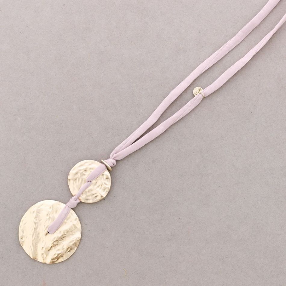METAL DOUBLE MEDALLION PENDANT LONG NECKLACE