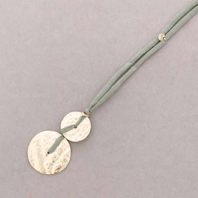METAL DOUBLE MEDALLION PENDANT LONG NECKLACE