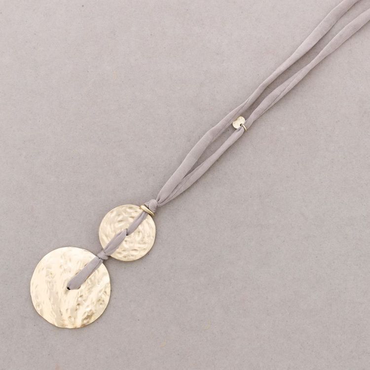 METAL DOUBLE MEDALLION PENDANT LONG NECKLACE