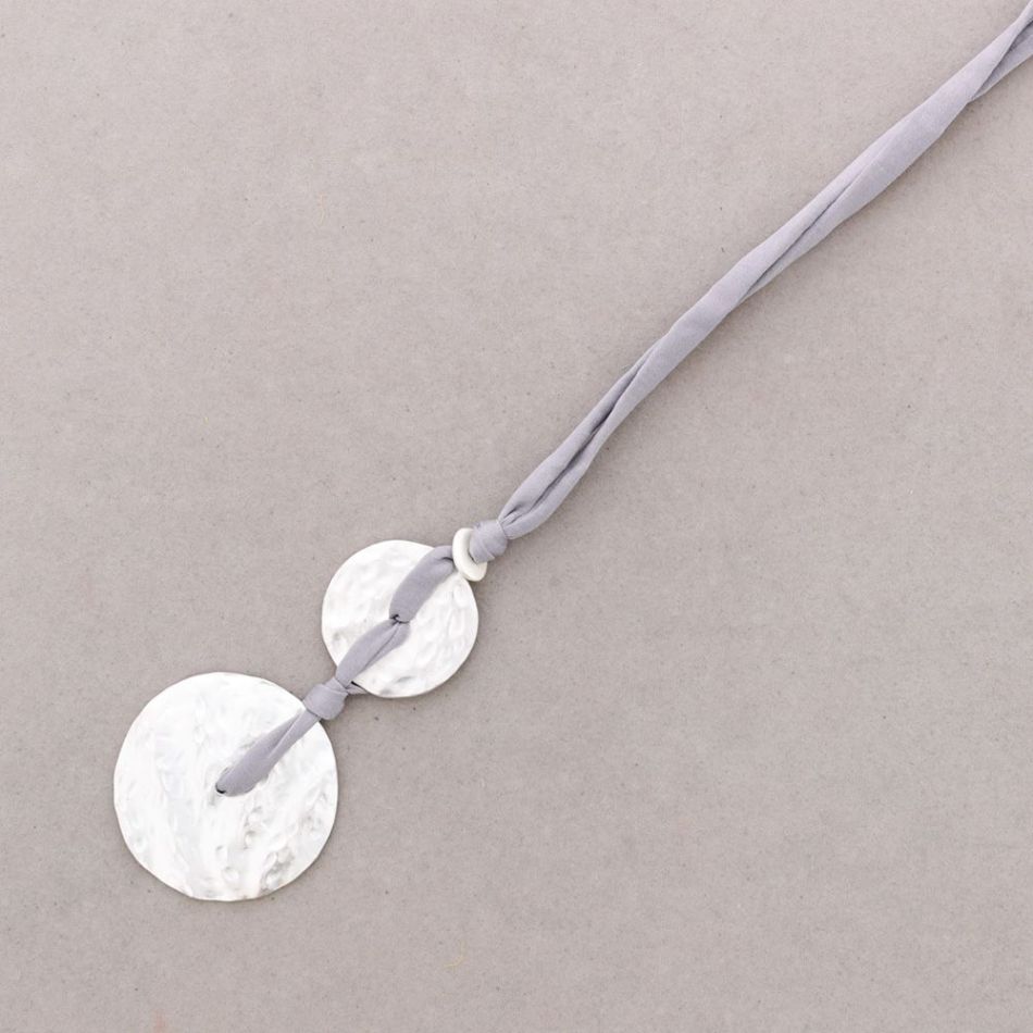 METAL DOUBLE MEDALLION PENDANT LONG NECKLACE