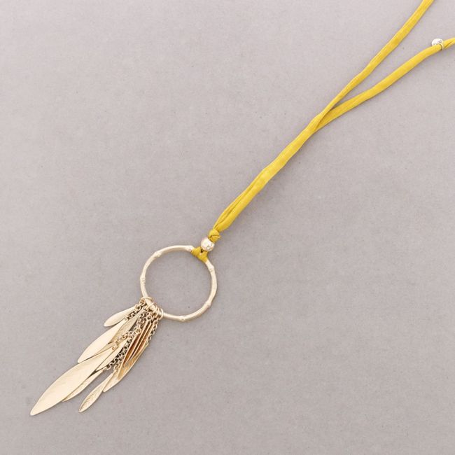 COLLAR LARGO COLGANTE ANILLA METAL COLGANTES HOJA