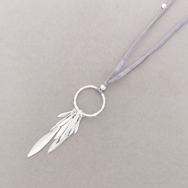 COLLAR LARGO COLGANTE ANILLA METAL COLGANTES HOJA