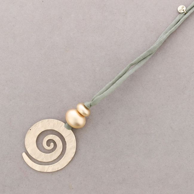 METAL SPIRAL PENDANT LONG NECKLACE