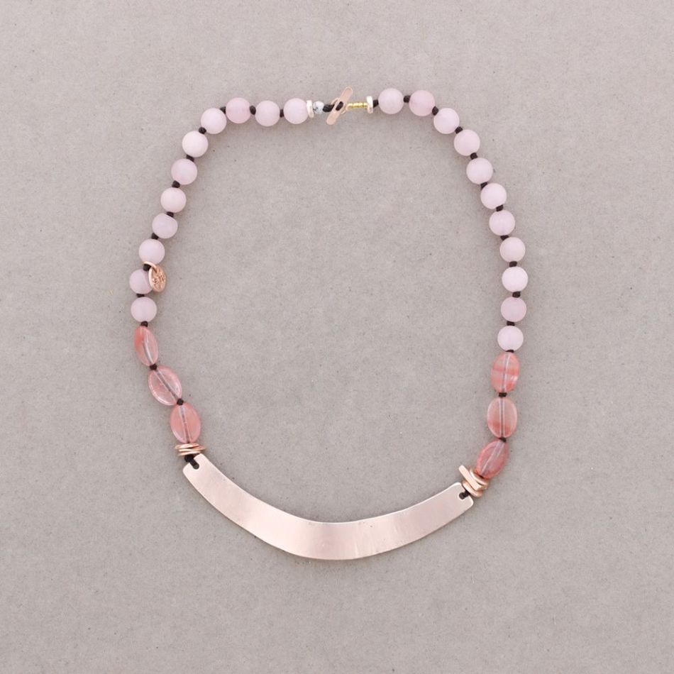 METAL STRIP STONES SHORT NECKLACE
