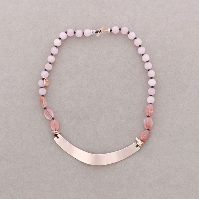METAL STRIP STONES SHORT NECKLACE