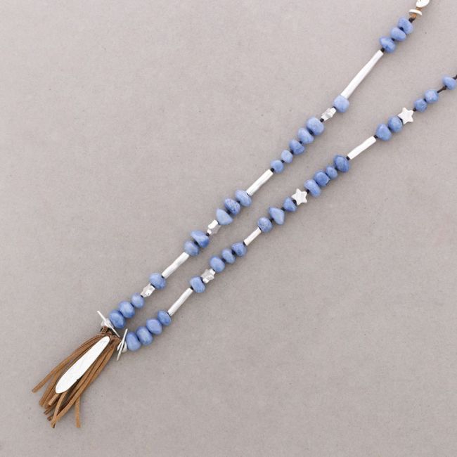 SUEDE FRINGE LONG PENDANT NECKLACE