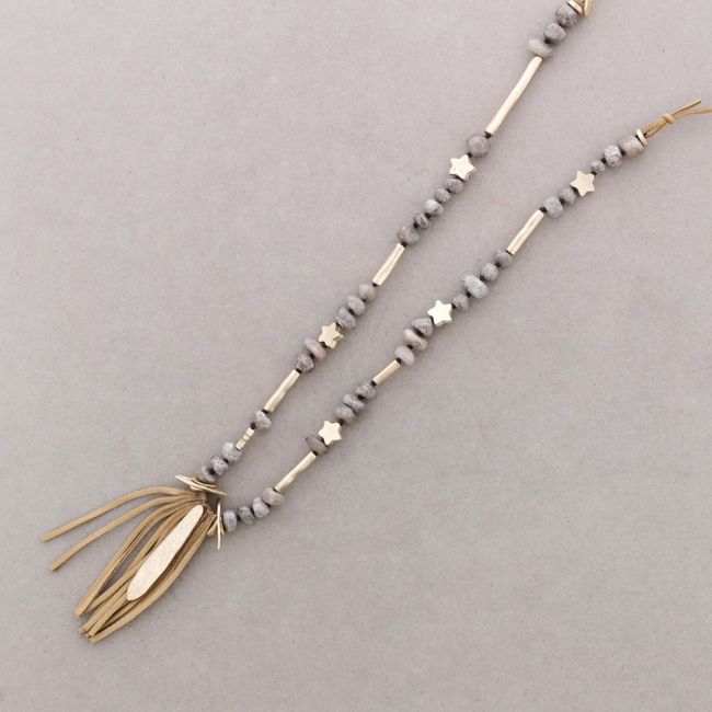 SUEDE FRINGE LONG PENDANT NECKLACE