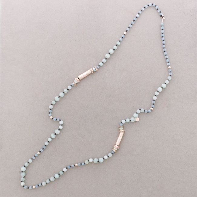 COLLAR LARGO CUENTAS METAL PIEDRAS
