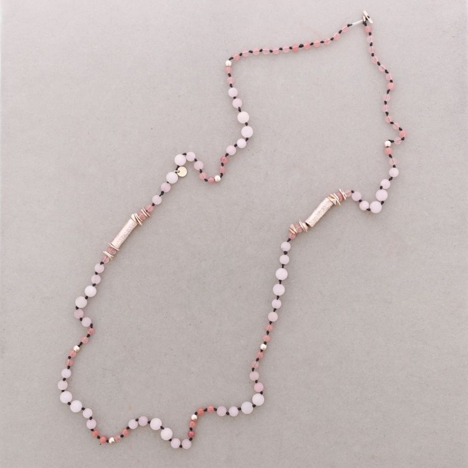 COLLAR LARGO CUENTAS METAL PIEDRAS
