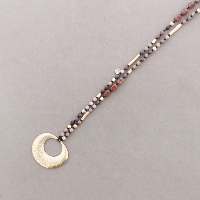 COLLAR LARGO PIEDRAS COLGANTE METAL