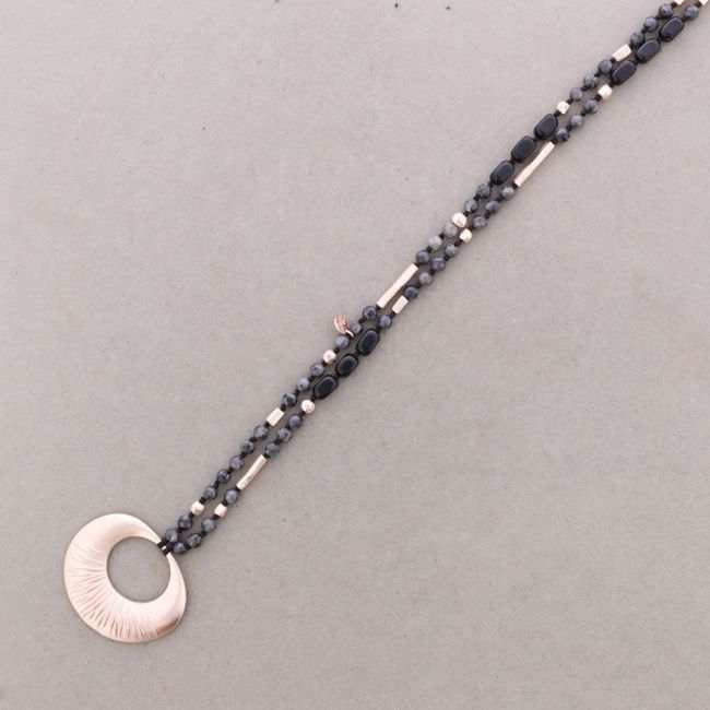 COLLAR LARGO PIEDRAS COLGANTE METAL