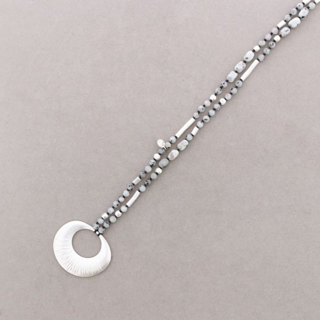 COLLAR LARGO PIEDRAS COLGANTE METAL