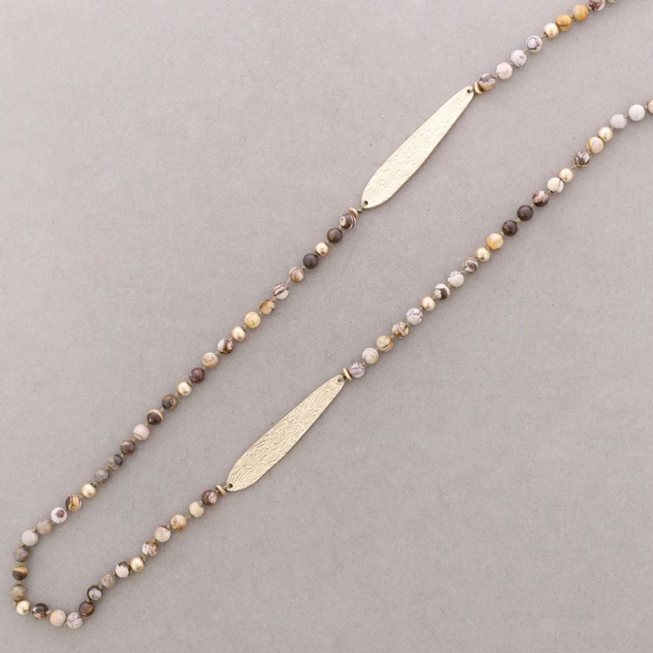 COLLAR LARGO PIEDRAS COLGANTE METAL