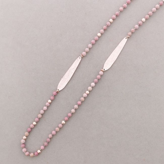 LONG NECKLACE STONES METAL PENDANT