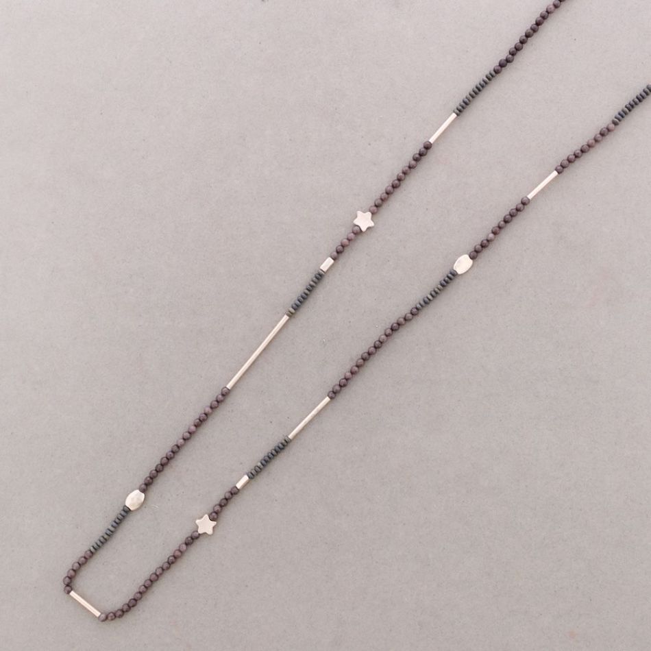 COLLAR LARGO PIEDRAS COLGANTE METAL