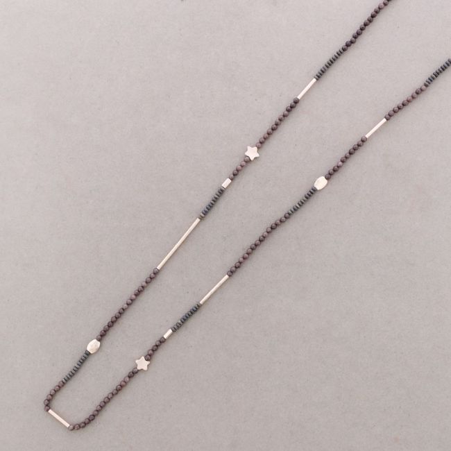 LONG NECKLACE STONES METAL PENDANT