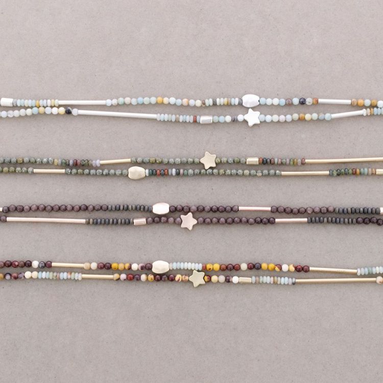 LONG NECKLACE STONES METAL PENDANT 2