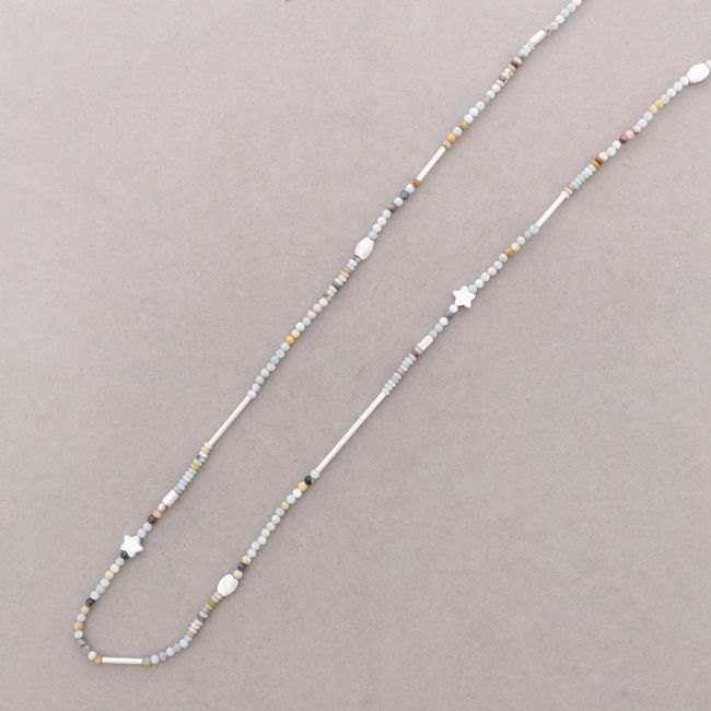 COLLAR LARGO PIEDRAS COLGANTE METAL