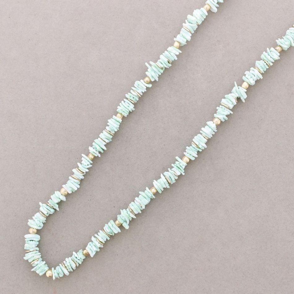 NACRE METAL BEADS LONG NECKLACE
