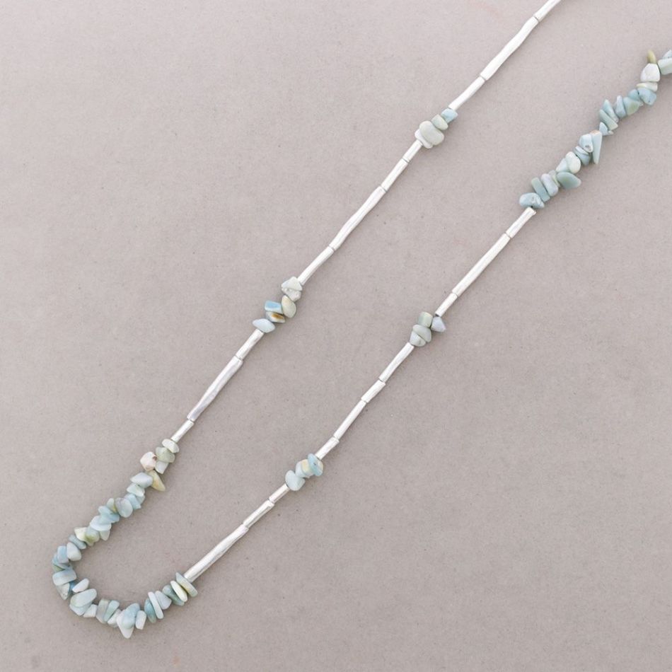 COLLAR LARGO CUENTAS METAL PIEDRAS