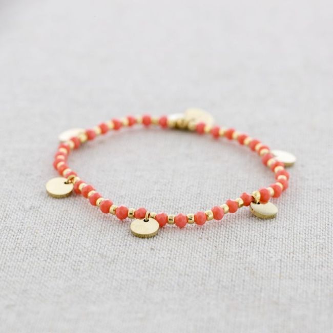 ELASTIC BRACELET WITH STEEL, CRYSTALS, AND MEDALLIONS