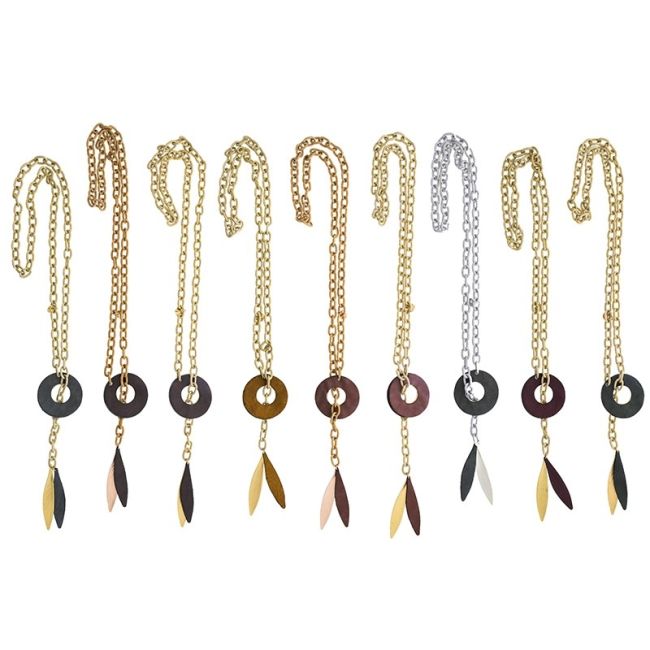 COLLAR LARGO TIPO FULAR CADENA CUENTAS FORRADAS