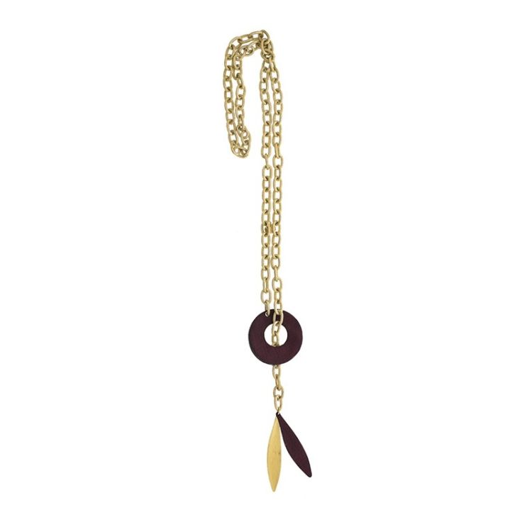 LONG NECKLACE TYPE FOULAR CHAIN WITH LINED BEADS