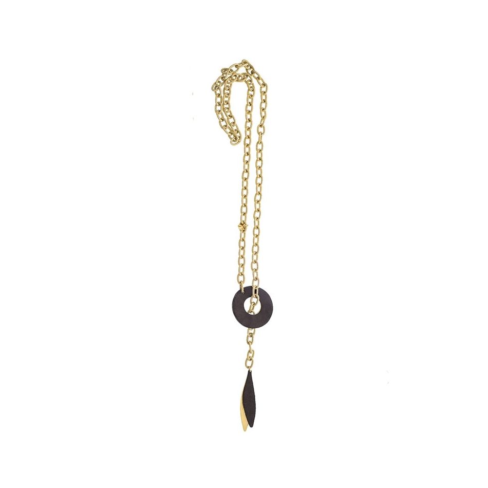 LONG NECKLACE TYPE FOULAR CHAIN WITH LINED BEADS